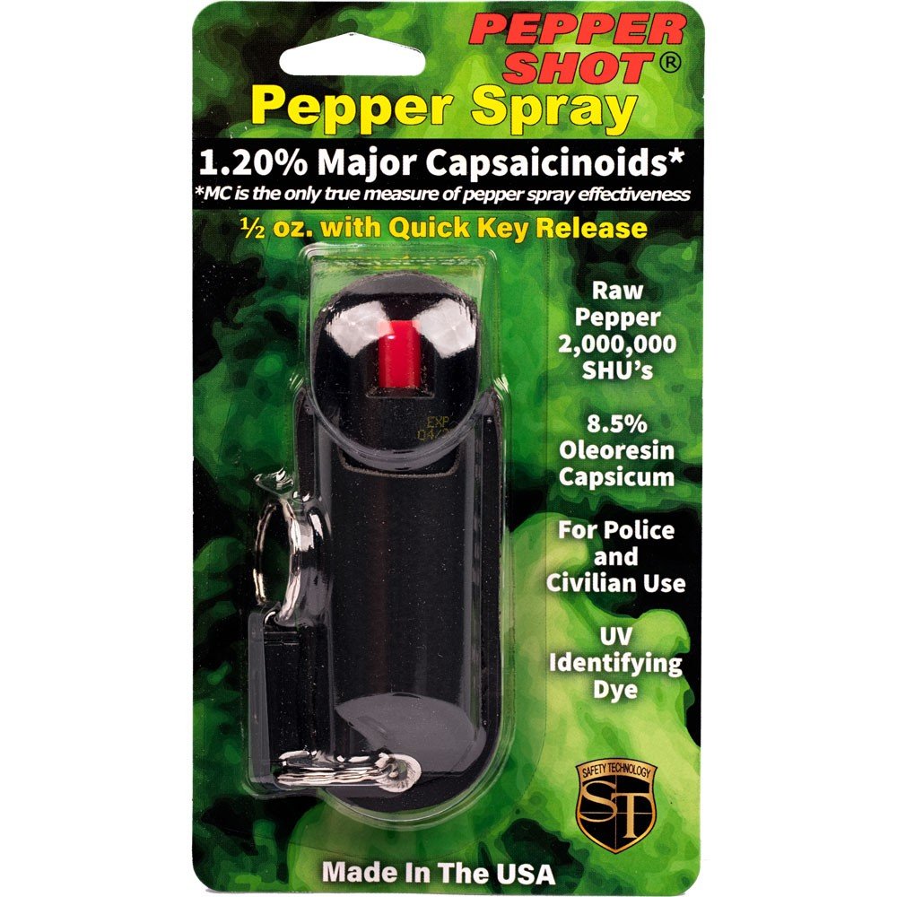 Pepper Shot 1/2 oz Halo Holster Pepper Spray, black