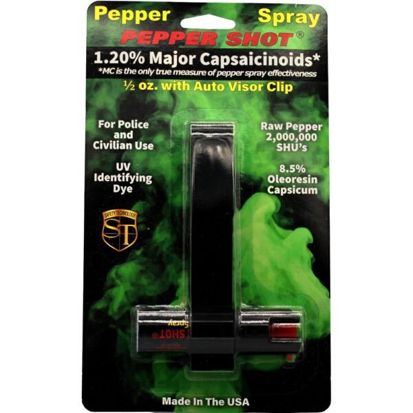 Pepper Shot 1/2 oz Auto Visor Clip Pepper Spray